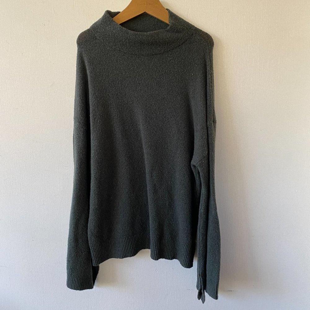 BP Oversized Sweater Womens Small Green Gray Mock Neck‎ Cozy Wool Blend